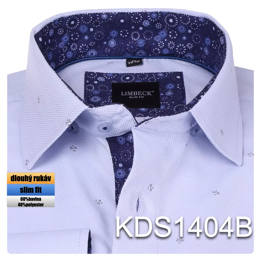 modrá košile s jemným vzorem 
