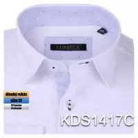bílá košile s modrými doplňky