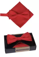 set motýlek a kapesníček červený jednobarevný
