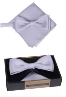 set motýlek a kapesníček šedý jednobarevný