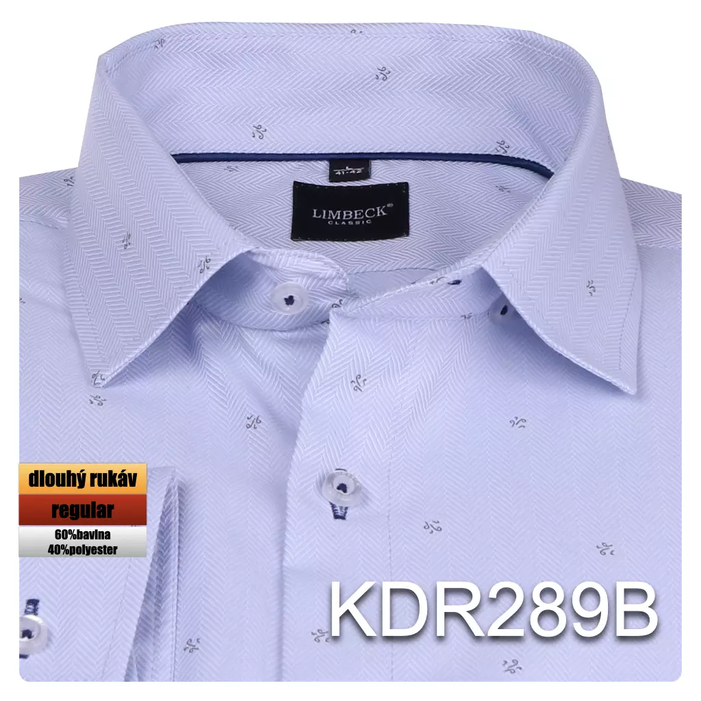 modrá košile s jemným vzorem