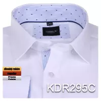 bílá košile s jemnými modrými doplňky 