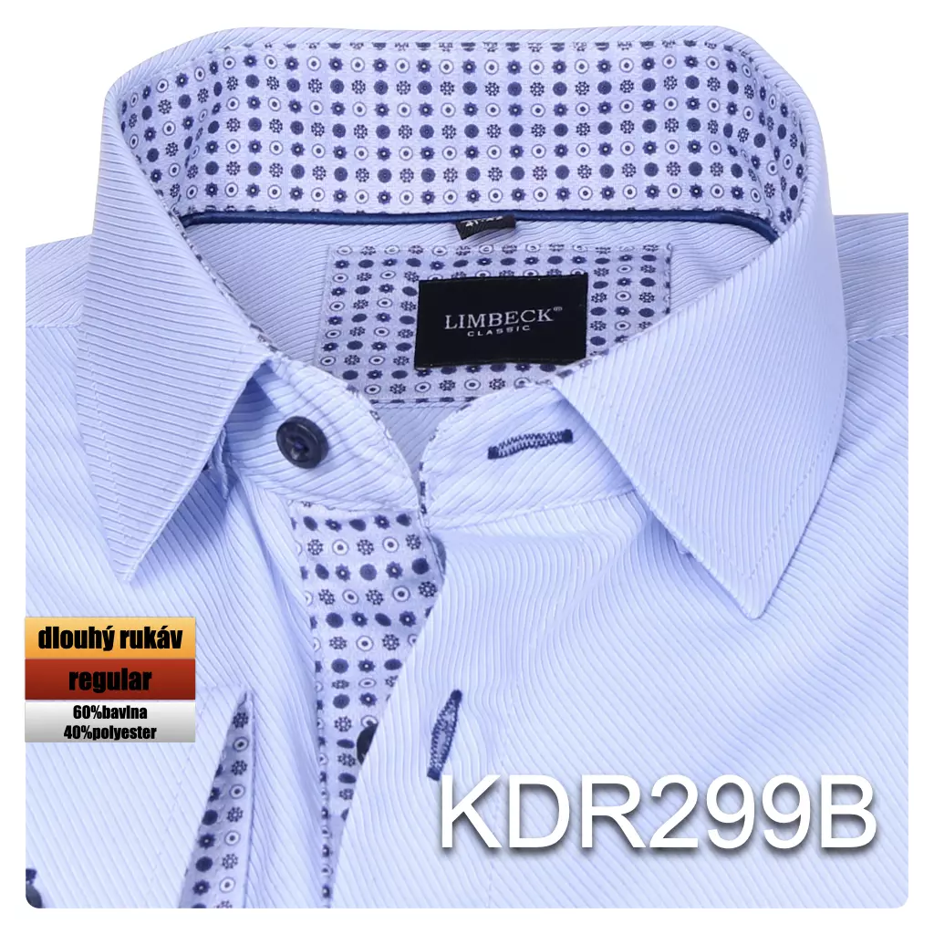 modrá košile se zajímavým vzorem