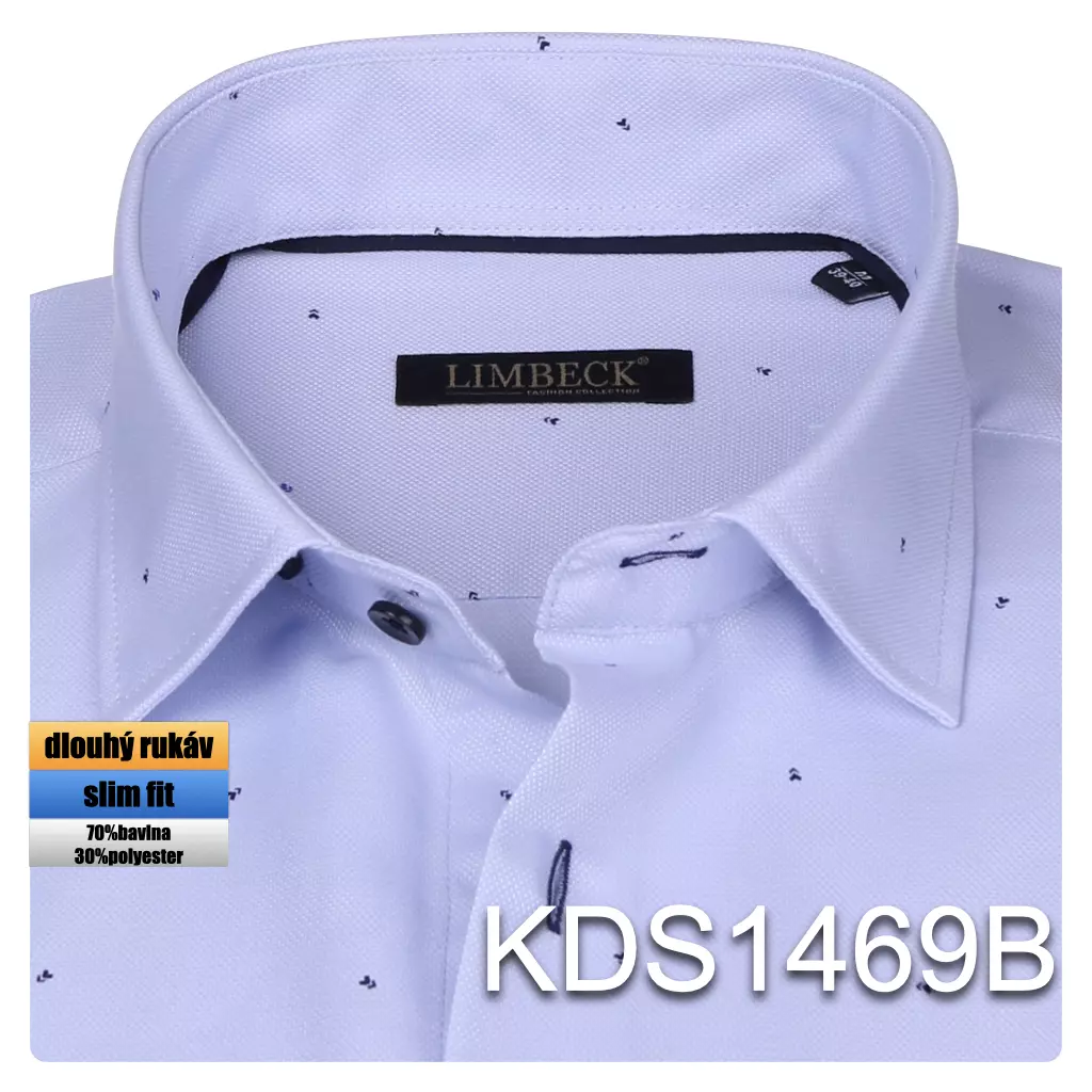modrá košile s jemným vzorem