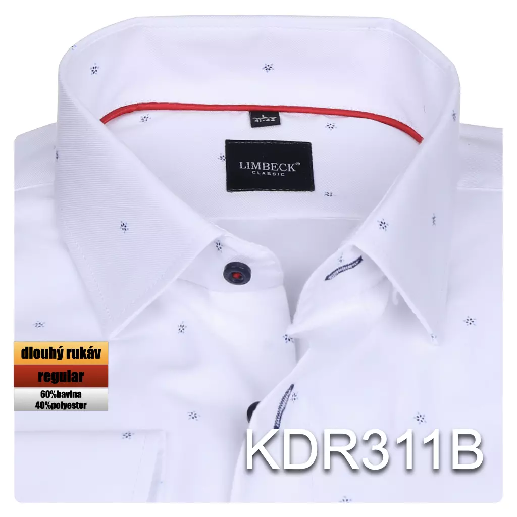 bílá košile s jemným modrým vzorem