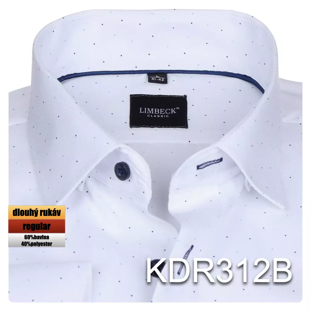 bílá košile s jemným modrým vzorem