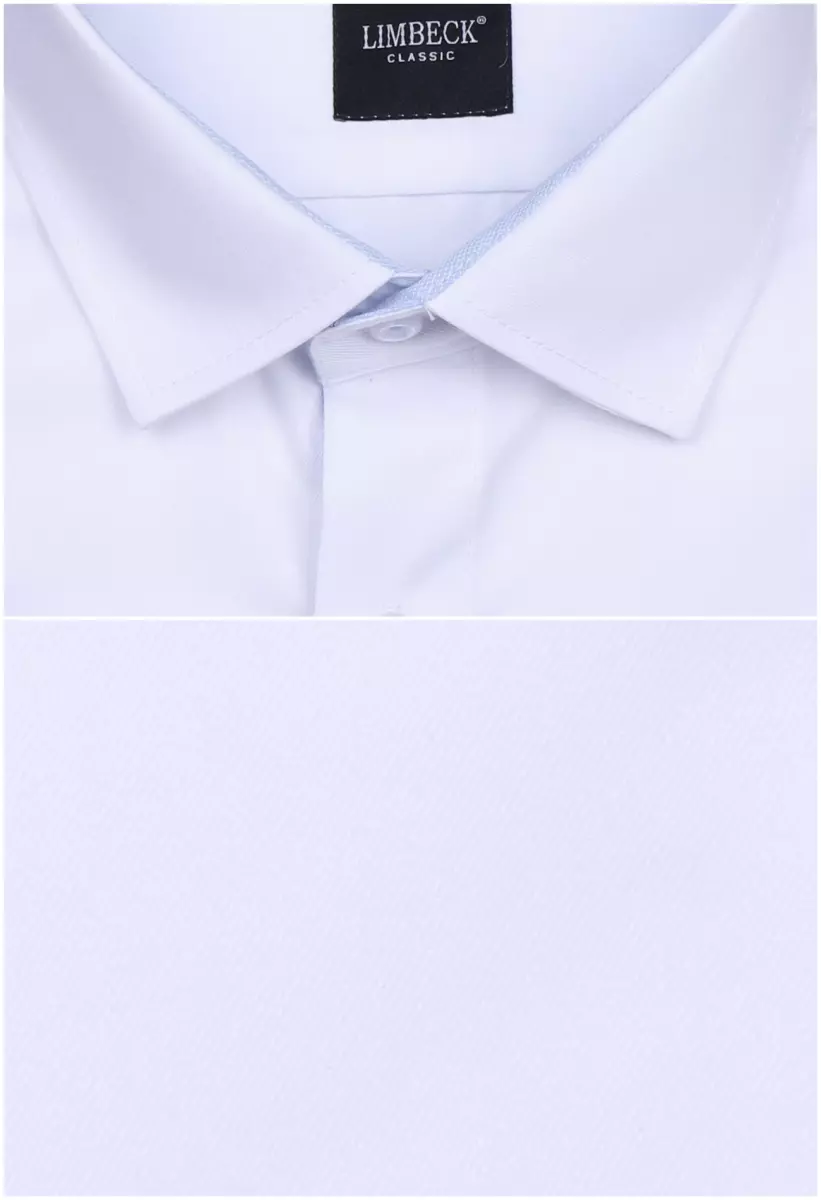bílá košile s modrými doplňky