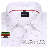 bílá košile s červenými doplňky