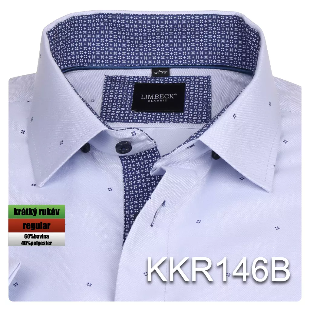 světle modrá košile s tmavými doplňky