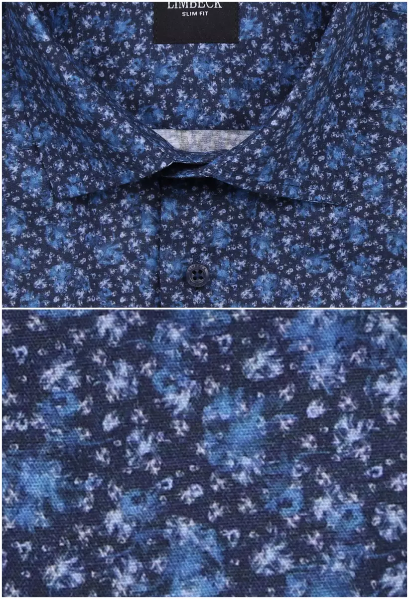 modrá košile se vzorem