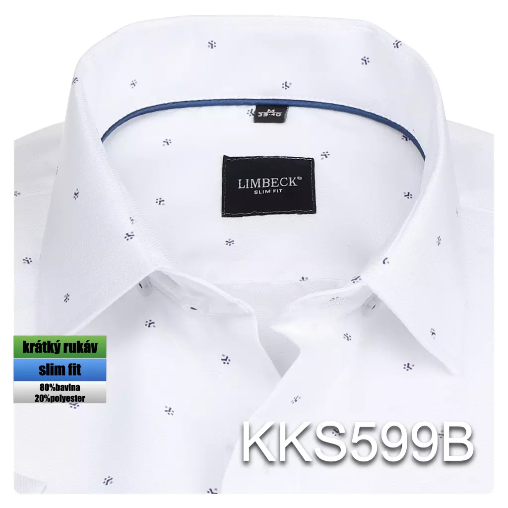 bílá košile s jemnými modrými prvky
