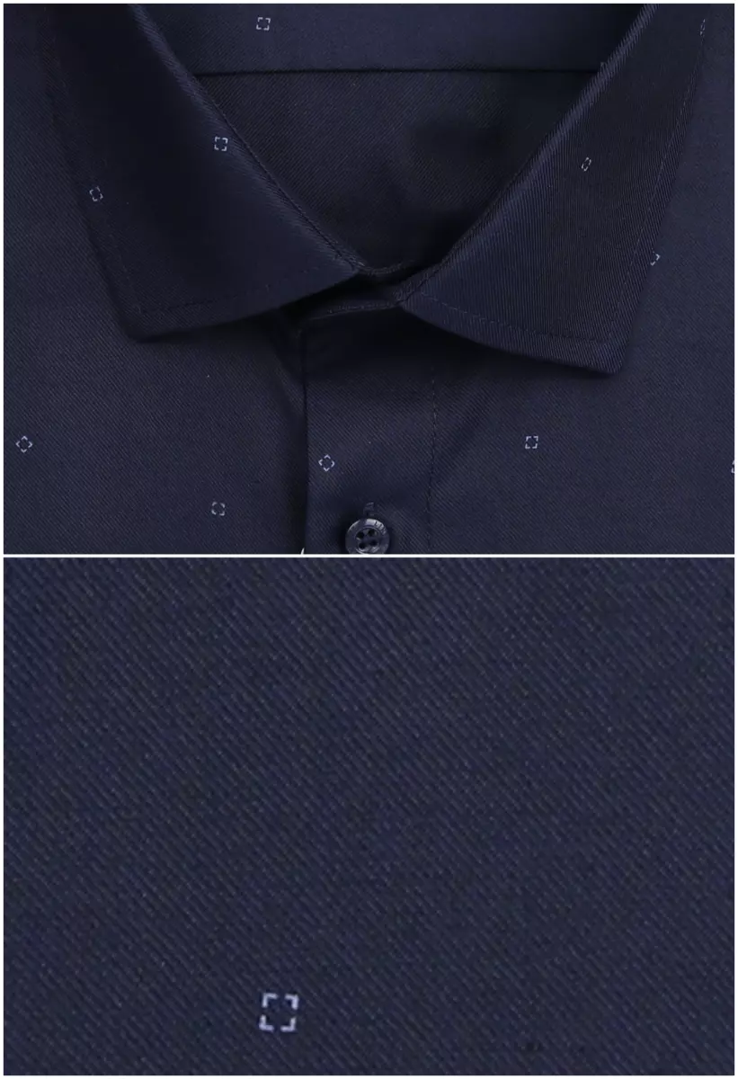 tmavě modrá košile s jemnými doplňky