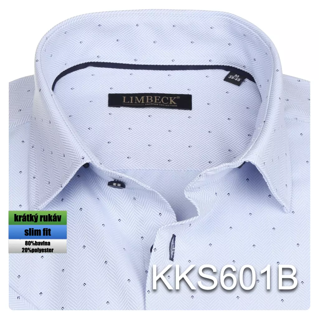 modrá košile s tmavě modrými doplňky