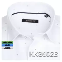 bílá košile s modrými doplňky