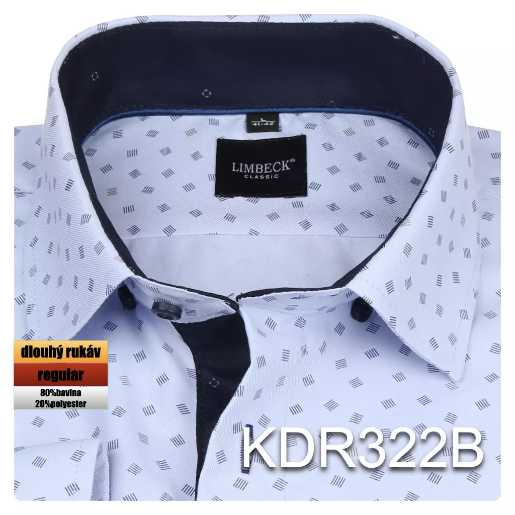 modrá košile s jemným vzorem