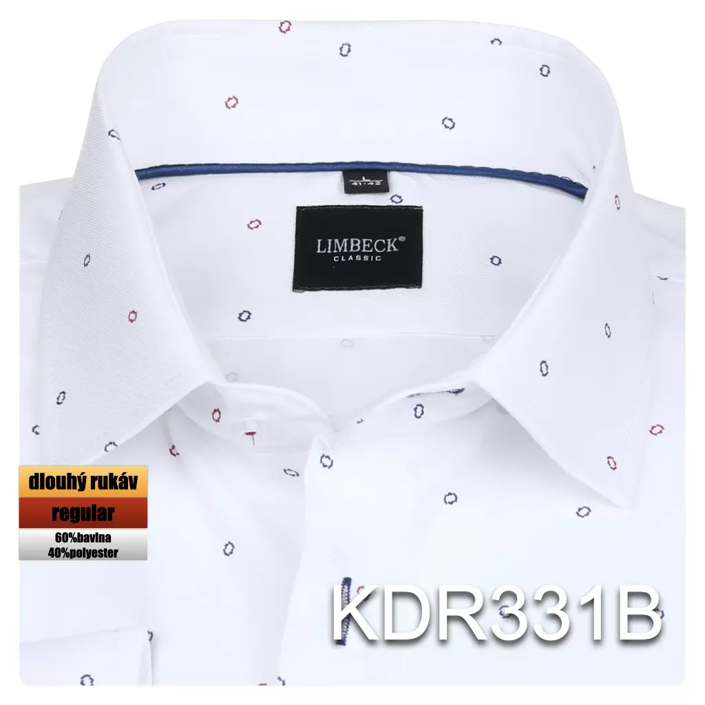 bílá košile s jemným modrým vzorem