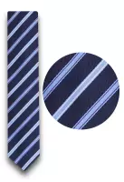 tmavě modrá kravata s příčným pruhem 