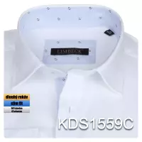 bílá košile s modrými doplňky