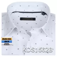 bílá košile s modrými doplňky