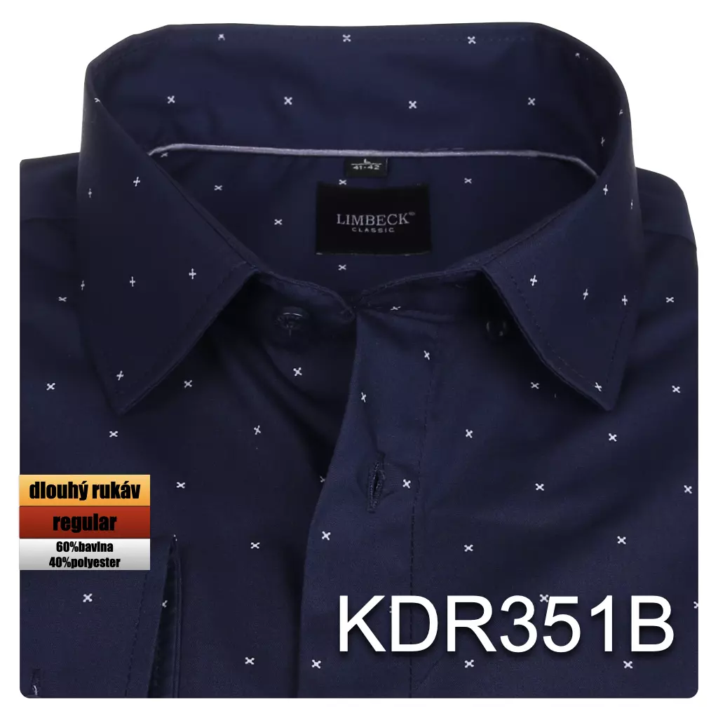 modrá košile s jemným vzorem 