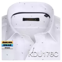 bílá košile s modrými doplňky