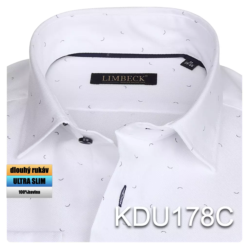 bílá košile s modrými doplňky
