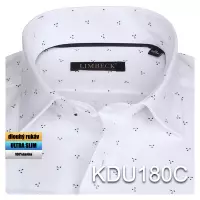 bílá košile s modrými doplňky