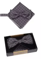 set motýlek a kapesníček šedé barvy