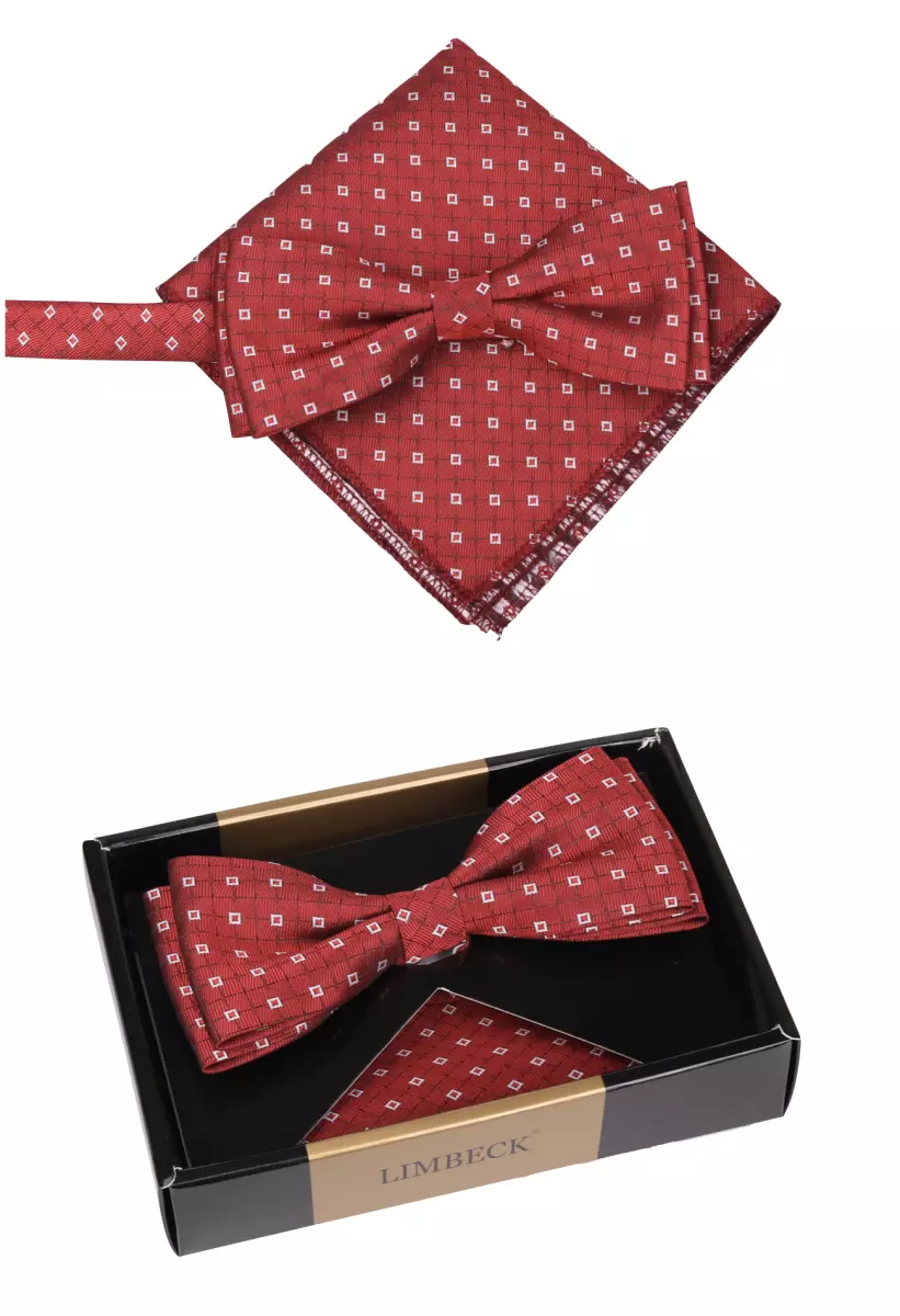 set motýlek a kapesníček červené kombinace