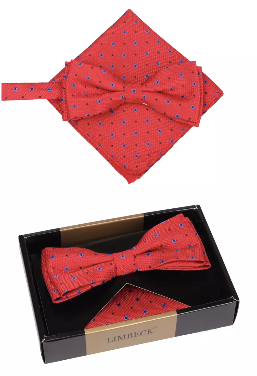 set motýlek a kapesníček červené kombinace