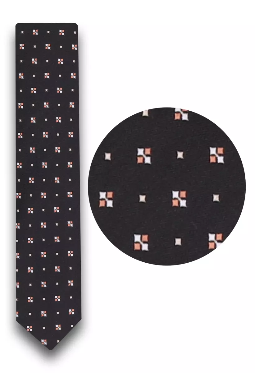 černá kravata s oranžovým prvkem