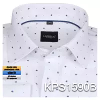 bílá košile s modrými doplňky