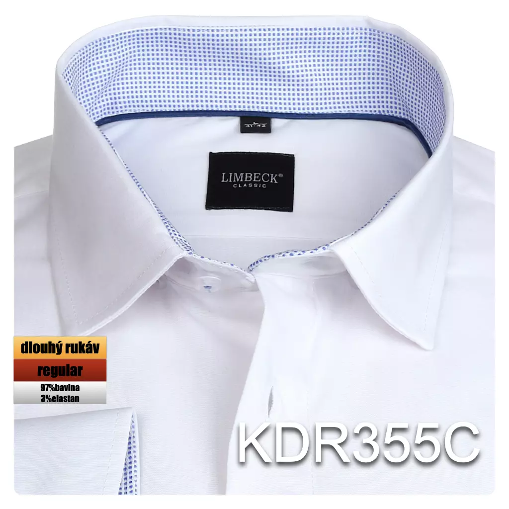 bílá košile s jemným modrým prvkem