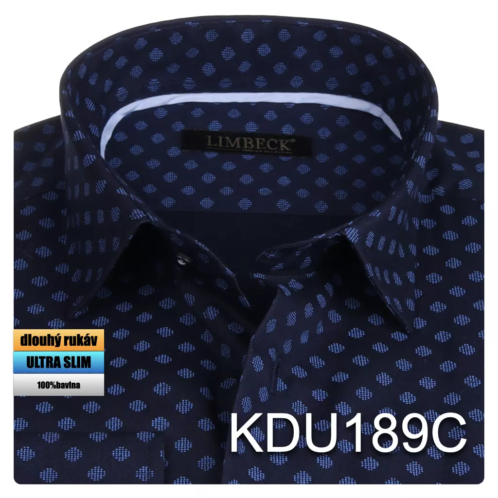 modrá košile s pěkným vzorem