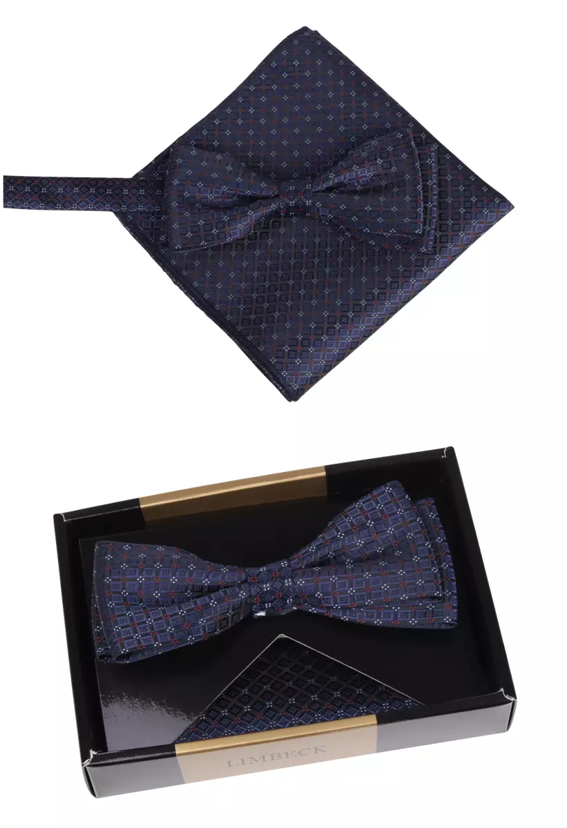 set motýlek a kapesníček tmavě modré barvy