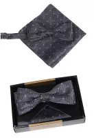 set motýlek a kapesníček šedé barvy
