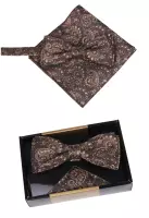 set motýlek a kapesníček světle hnědé barvy