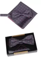set motýlek a kapesníček fialovo-růžové barvy