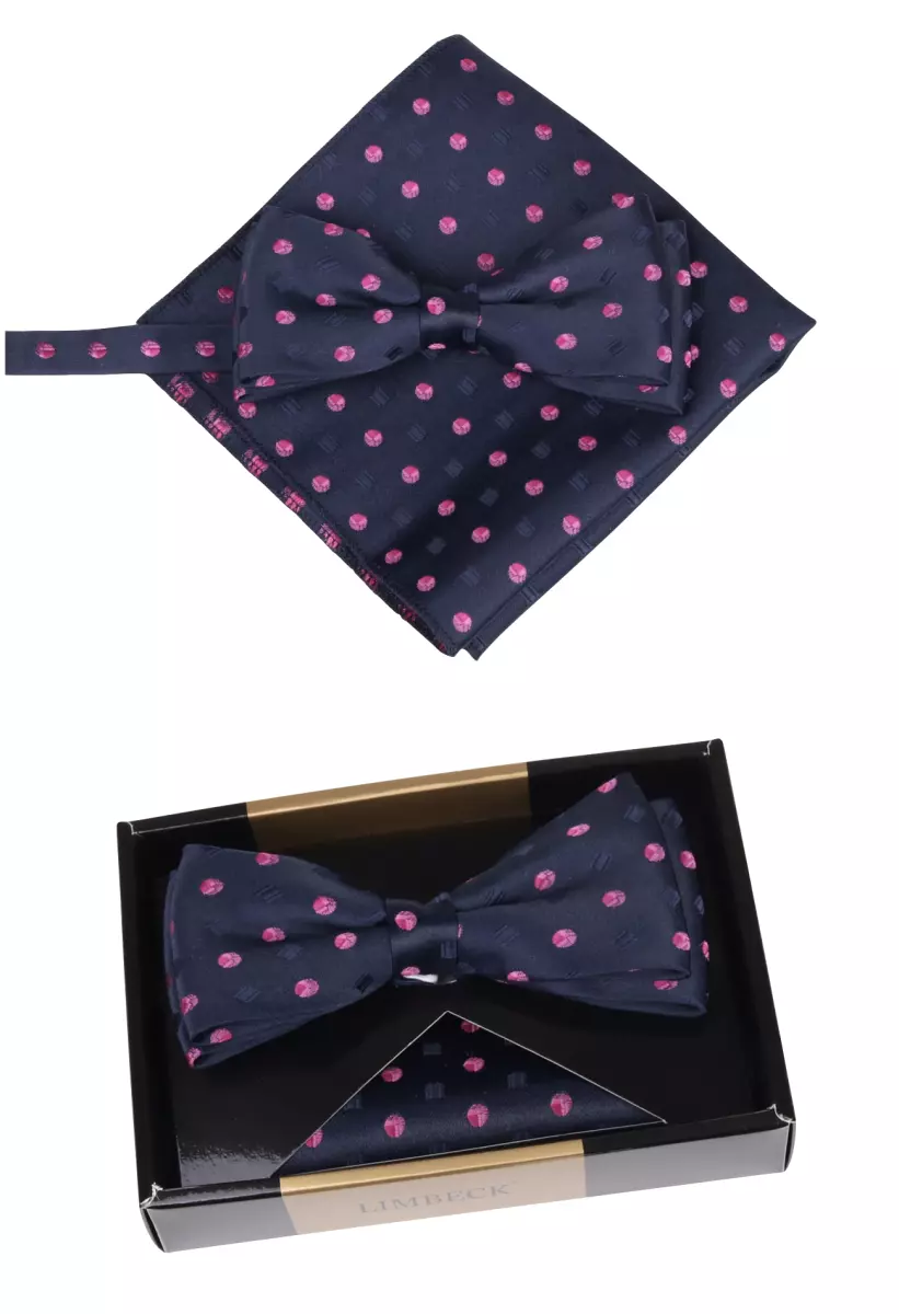 set motýlek a kapesníček tmavě modré barvy