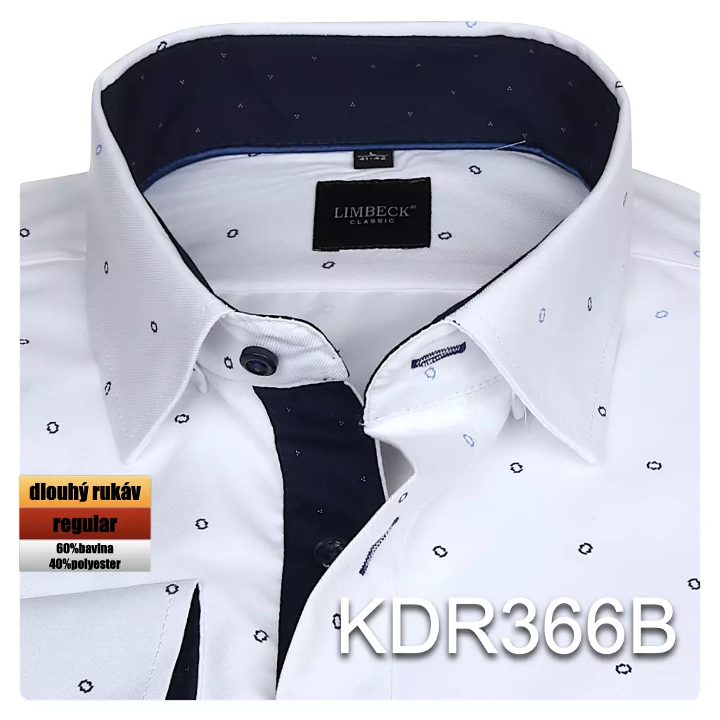 bílá košile s jemným modrým vzorem