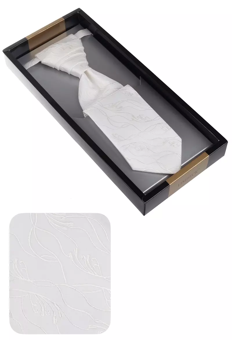 elegantní smetanová svatební kravata s kapesníčkem
