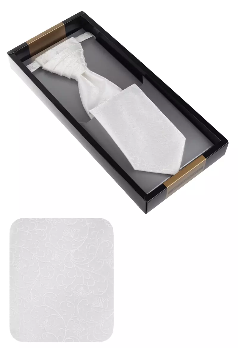 elegantní smetanová svatební kravata s kapesníčkem
