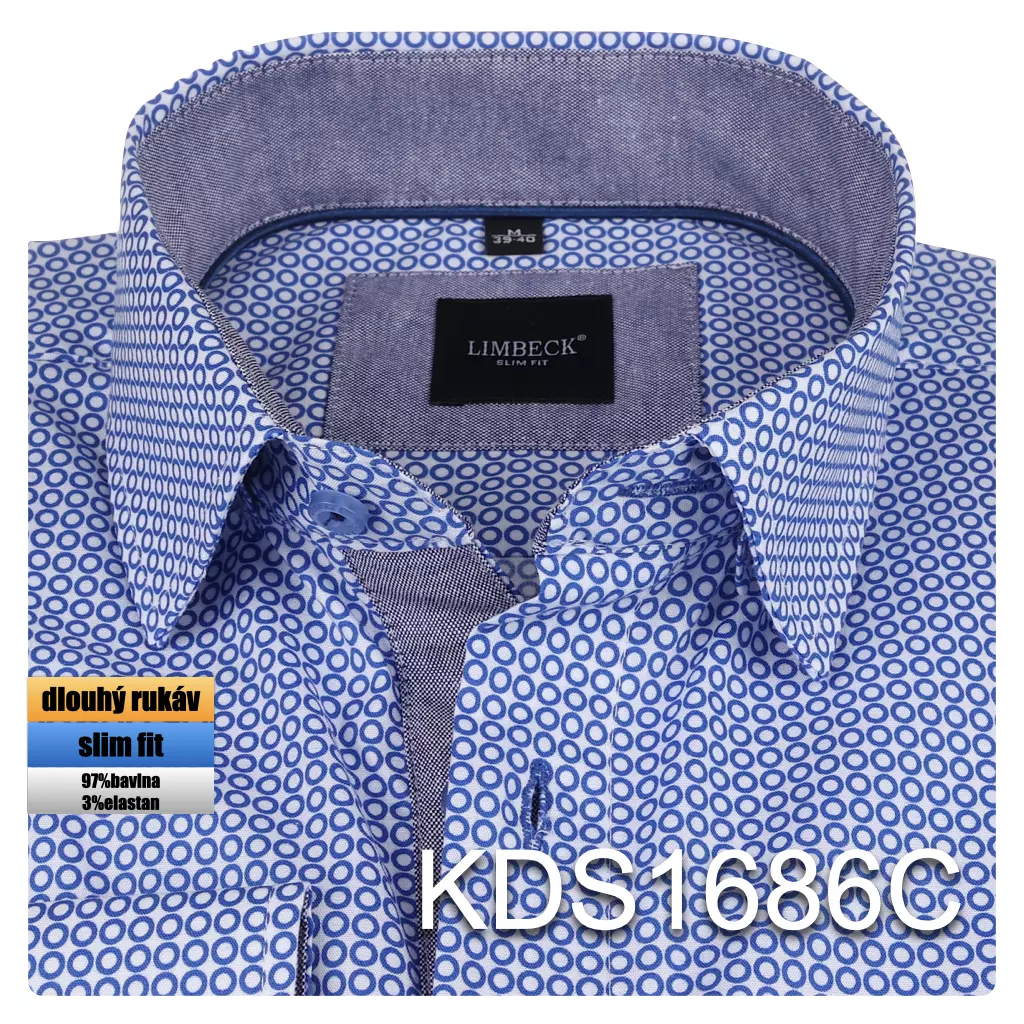 modrá košile se zajímavým vzorem
