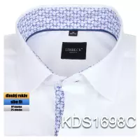 bílá košile s modrými prvky