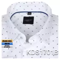bílá košile s modrými prvky