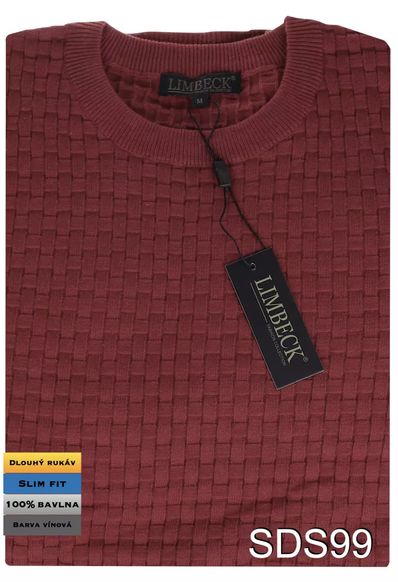 pánský svetr s texturou vínové barvy