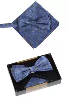 set motýlek a kapesníček modrá barva