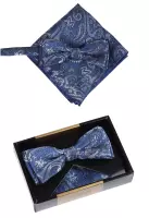 set motýlek a kapesníček modrá barva