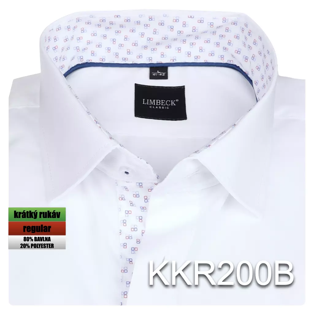 bílá košile s jemnými modrými doplňky