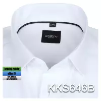 bílá košile s texturou a černým proužkem v límci